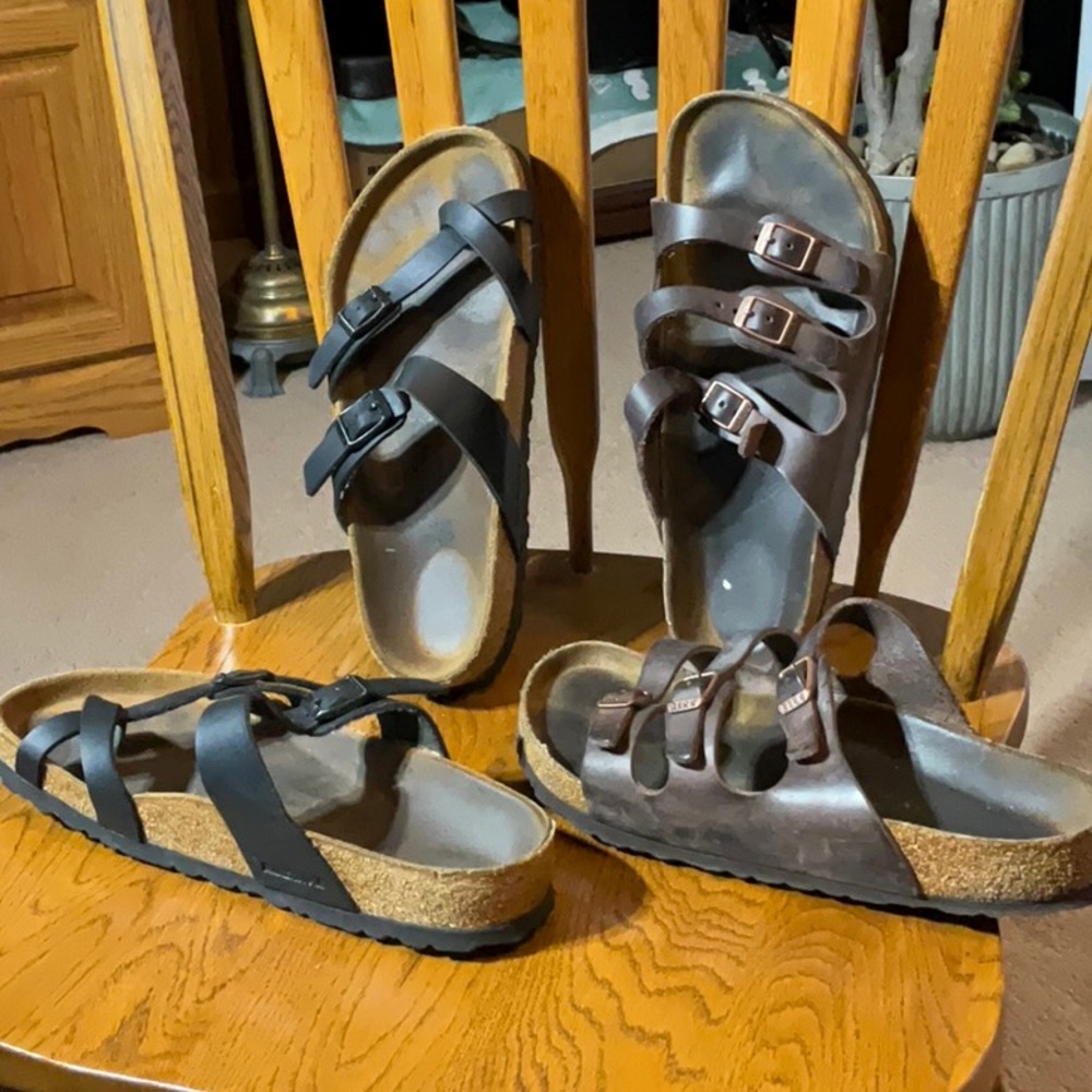 2 pair Birkenstock sandals. 39